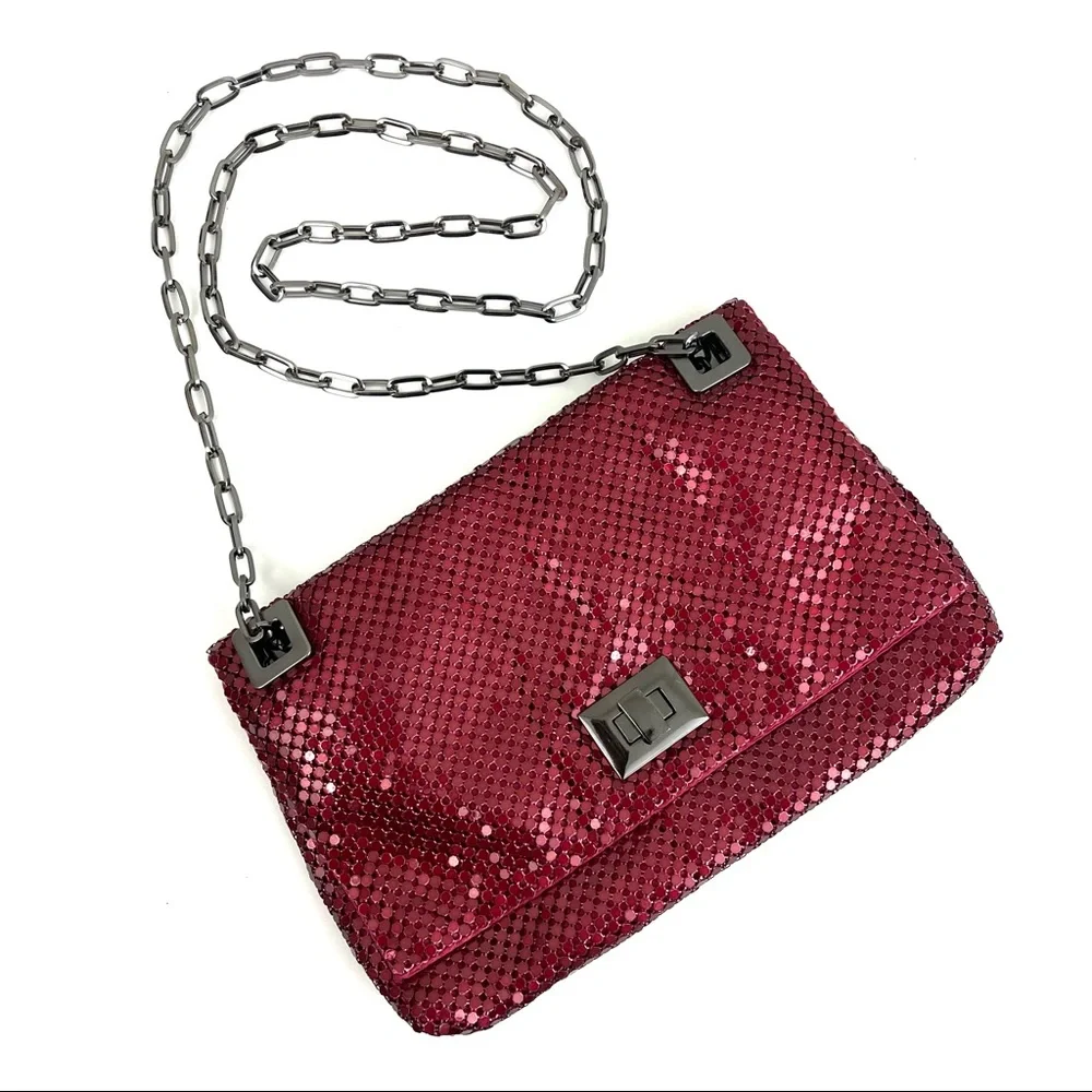Mesh Metal Crossbody Flap Bag 90’s Y2K Vintage Style